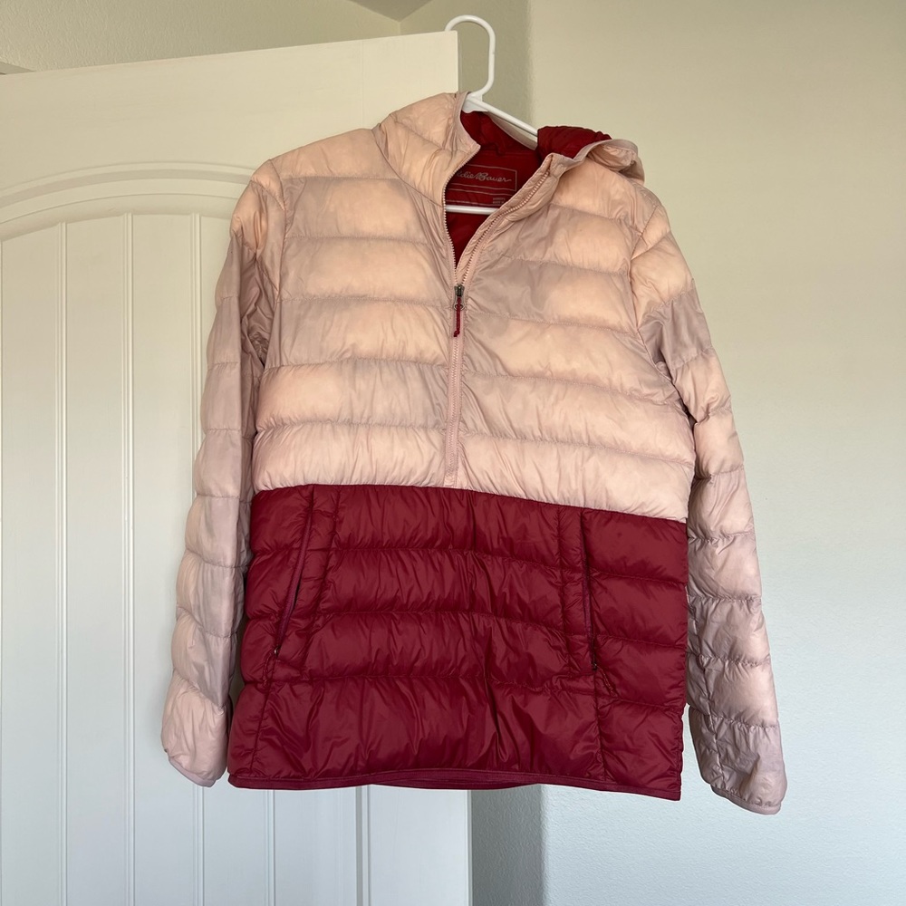 Eddie Bauer Pink Half zip down jacket